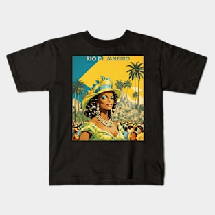 Rio de Janeiro Brazil Vintage Tourism Travel Poster Kids T-Shirt